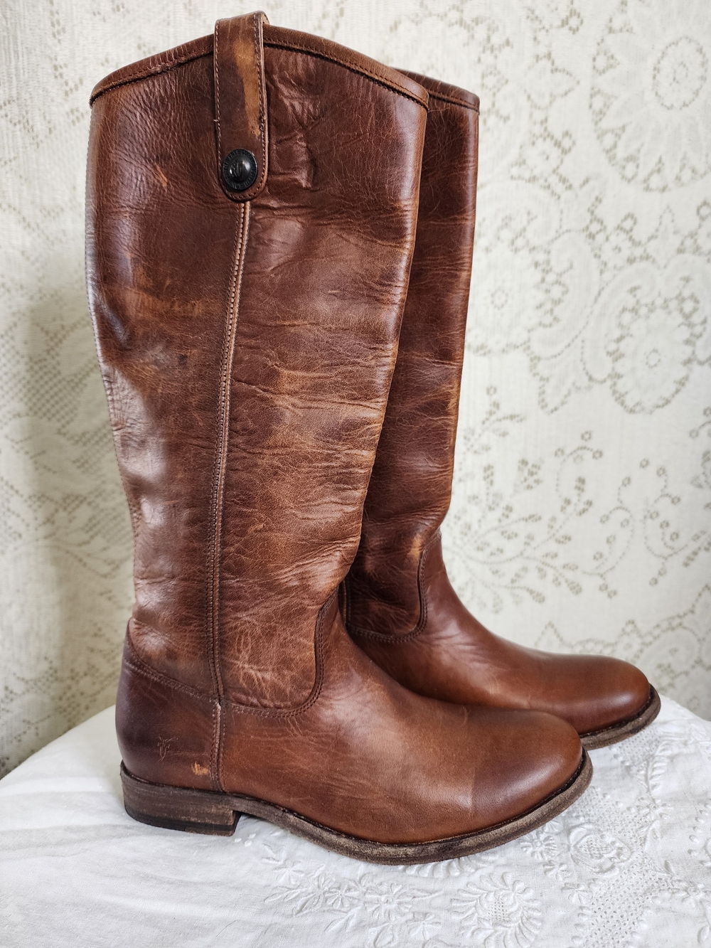 Frye Brown Leather Mid-Calf Riding Boots